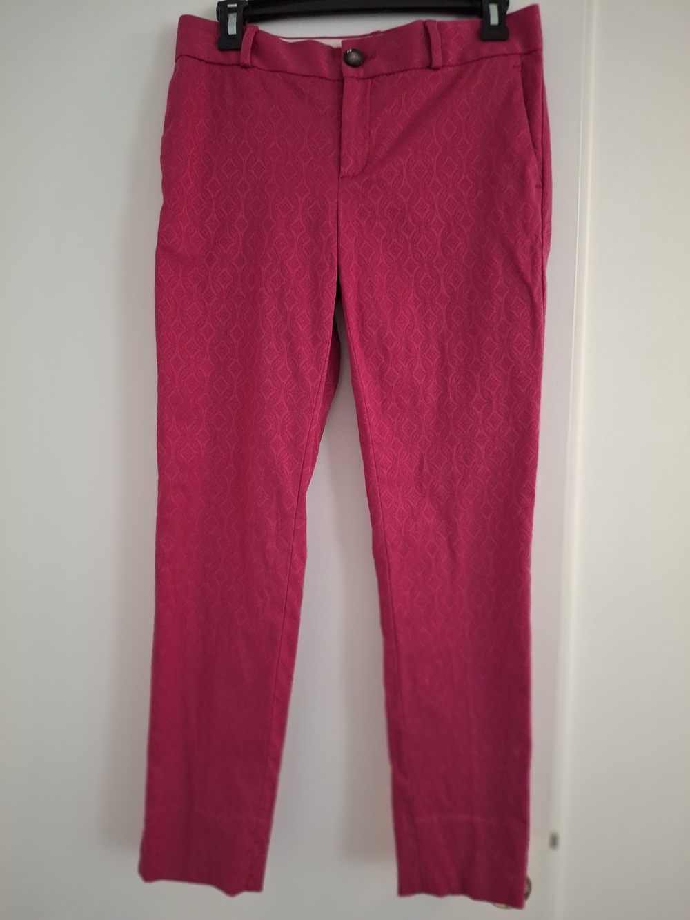 Banana Republic Fuchsia Straight-Leg Jacquard Pants